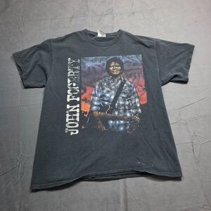 John Fogerty 2014 Tour T-Shirt Faded Black Double Sided CCR Rock Band Tee